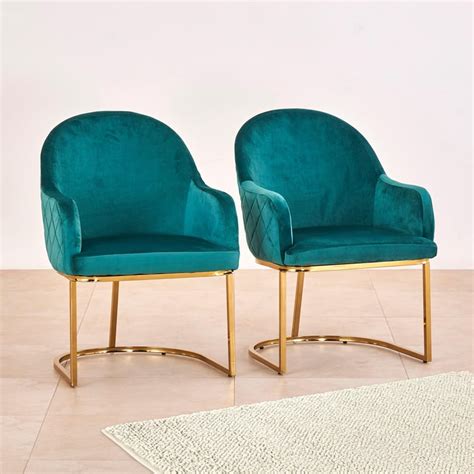 Buy Monarch Set of 2 Velvet Dining Chairs - Teal from Home Centre at ...