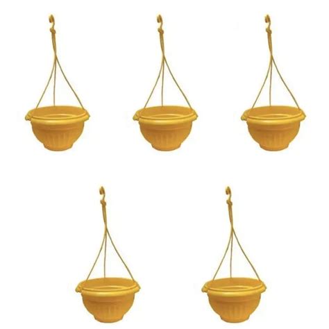 9-Inch Yellow Color Hanging Pots- Set of 5/10 – Leafy Island