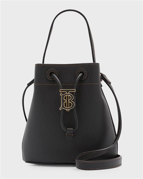 Burberry TB Drawstring Leather Bucket Bag | Neiman Marcus