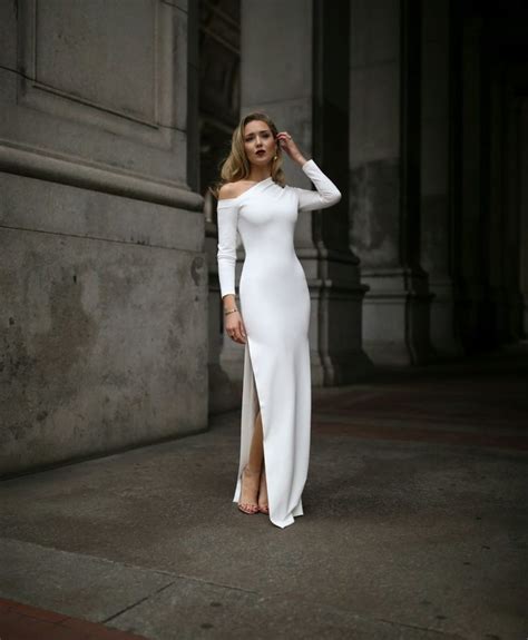 long sleeve wedding rehearsal dress