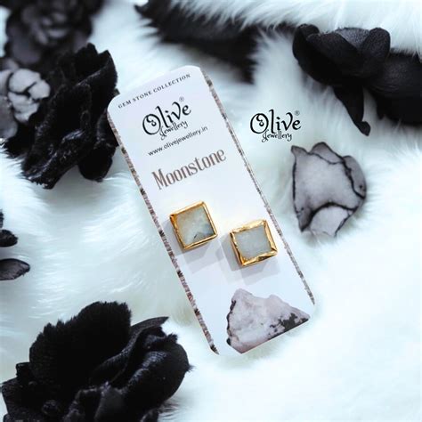 Gem Stone Studs - Collet Fitting - Square Shape – Olive Jewellery
