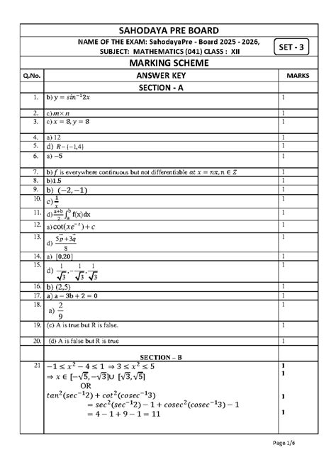 SAHODAYA PRE BOARD 2025-26: MATHS XII SET 3 MARKING SCHEME - Studocu