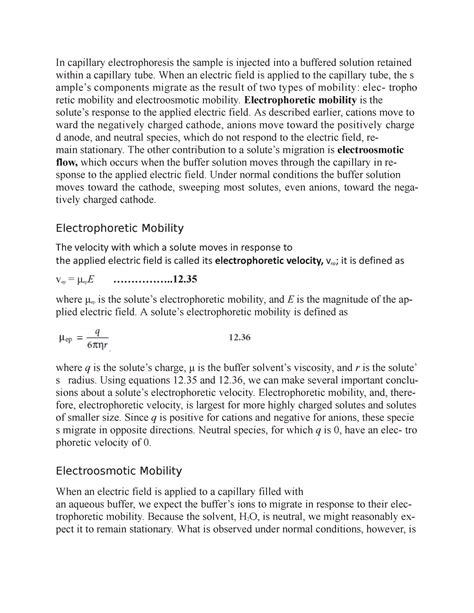 Capillary electrophoresis - When an electric field is applied to the ...