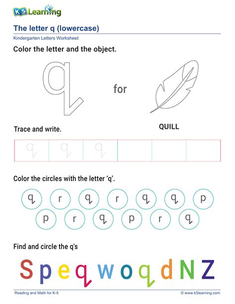 Lowercase Letter q | Worksheet Zone