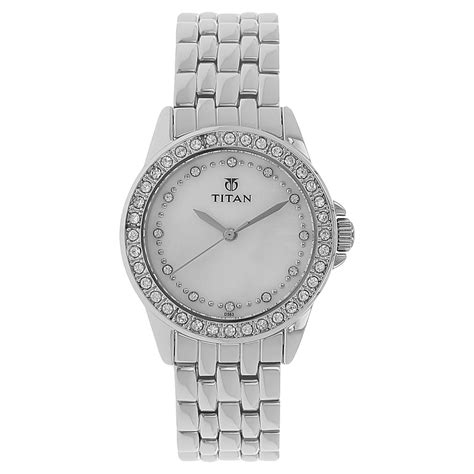 Buy Online Titan Quartz Analog White Dial Metal Strap Watch for Women ...