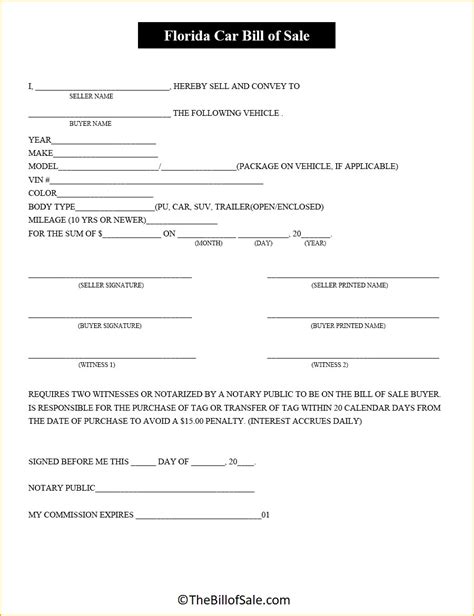 Bill Of Sale For Florida Car at Amelia Truebridge blog