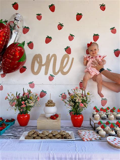 Strawberry Themed Birthday | Navy Grace | Baby first birthday themes ...