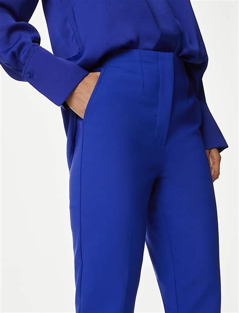 Buy Cotton Blend Slim Fit Ankle Grazer Trousers at Marks & Spencer