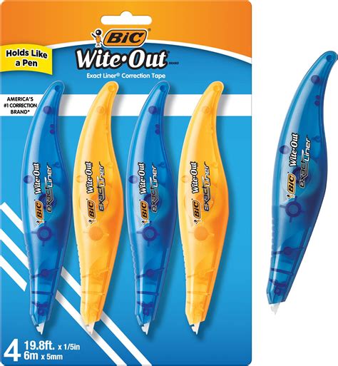 Amazon.com : BIC Wite-Out Exact Liner Correction Tape, White, 4 Tapes ...