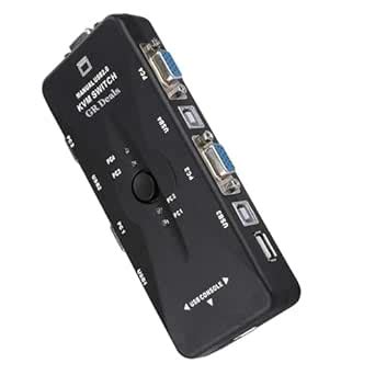 GR Deals 4-Port USB 2.0 KVM VGA Switch Box Switcher, Small PC Switcher ...