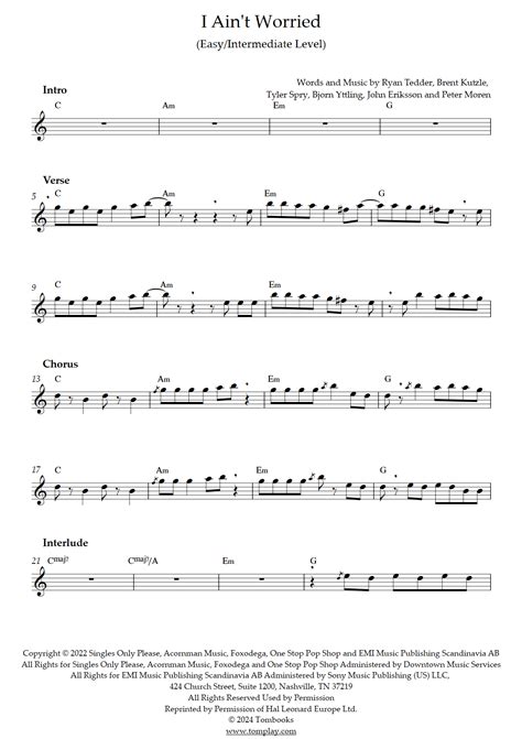 Top Gun: Maverick - I Ain't Worried (Easy/Intermediate Level, Tenor Sax) (OneRepublic ...