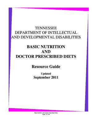 Fillable Online tennessee Basic Nutrition and Doctor Prescribed Diets ...