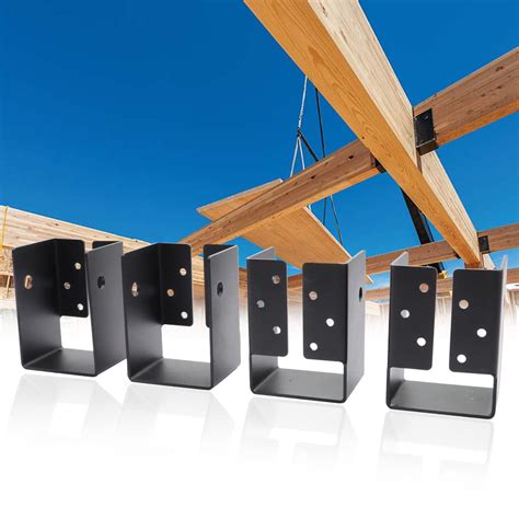 vikofan 4PCS Joist Hangers, Ornamental Wood Ties,4x6" Black Joist ...