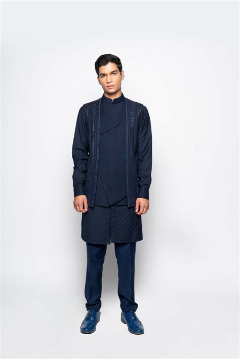 Navy Double Breasted Sleeveless Jacket