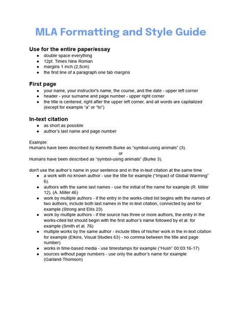 Image result for MLA Style Guide PDF