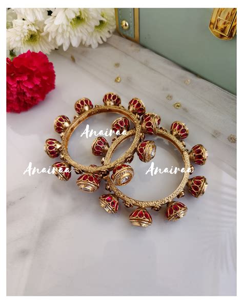 Ruby Polki pacheli openable bangles – anairaa