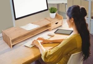 AD Planet Wood Desk Top Computer Monitor/Laptop Stand with Stationery ...