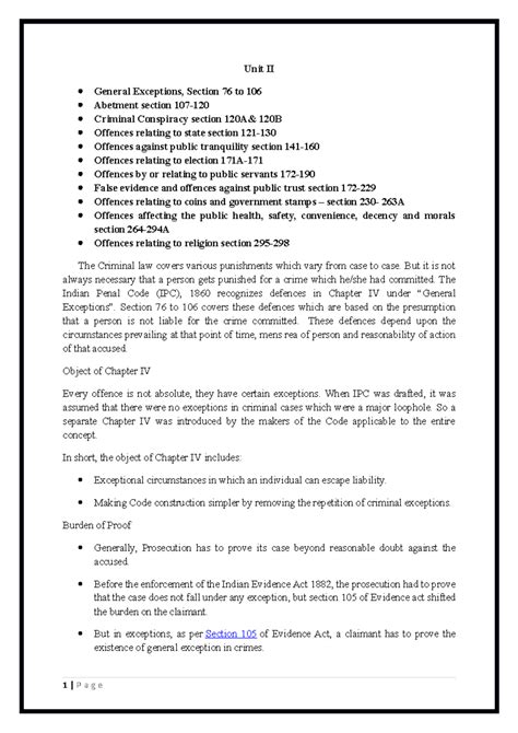 Unit II ipc - law - Unit II General Exceptions, Section 76 to 106 ...