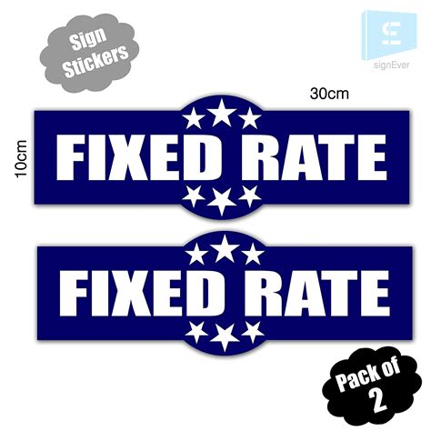 SIGN EVER™ Pack of 2 Logo Type Fixed Rate Sign Sticker Blue White Shop ...