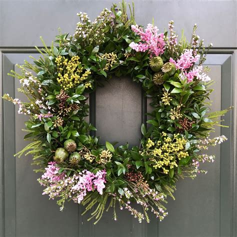Fresh Spring Door Wreath with Organic Flowers