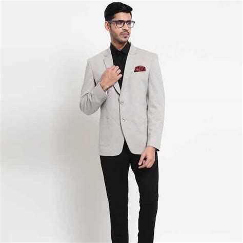 Styleage - Men Grey Solid Slim-Fit Single-Breasted Casual Blazer