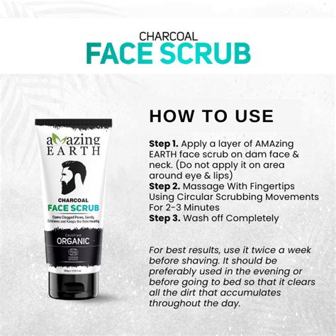AMAzing EARTH Charcoal Face Scrub for Men – Deep Clean, Detox, and 100% ...