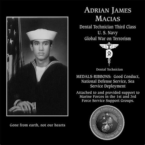 Petty Officer Third Class Adrian James Macias | Mt. Soledad Virtual Plaque
