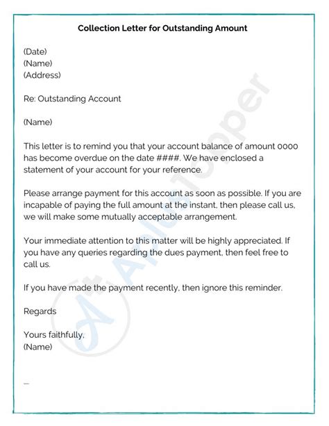 Image result for First Collection Letter Sample