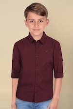 Buy Boys Maroon Regular Fit Solid Casual Shirt Online - 39632912 ...