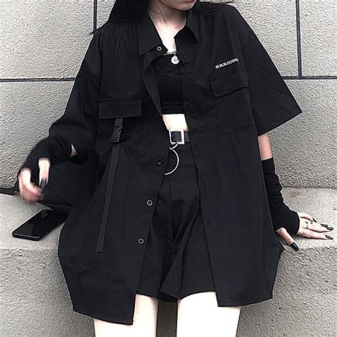 国内発送 天使と悪魔 病み可愛い サブカル服 サブカル系 オールインワン 半袖 シャツ プリーツ ミニスカ チェーン 細見え Aライン ...