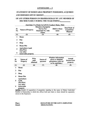 Fillable Online ecostat telangana gov STATEMENT OF IMMOVABLE PROPERTY ...