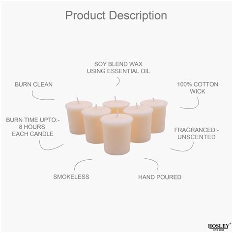 Buy HOSLEY Set of 6 Unscented Votive Candles from Hosley at just INR 800.0