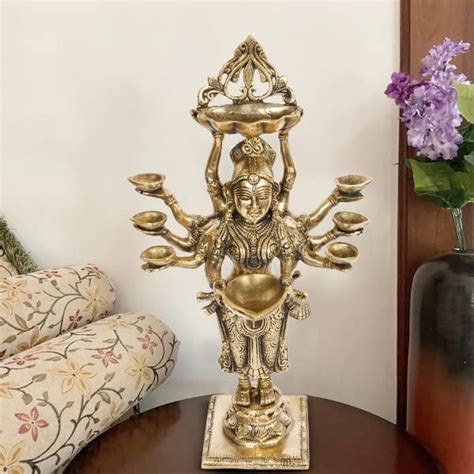 Artvarko Brass Lady Diya Eight Oil Lamp Deepak Idol Welcome Lady ...