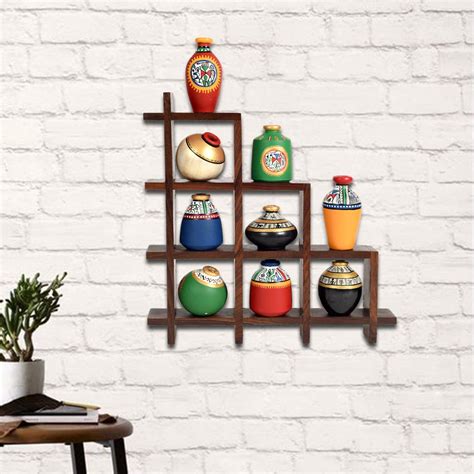 Unravel India Wood Frame with Pot (12 x 2 x 13 inch, Multicolour ...