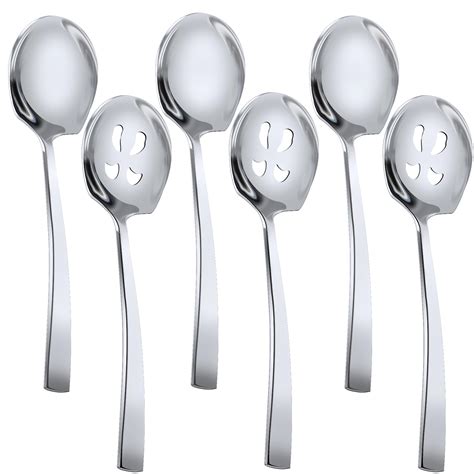 HANSGO Serving Spoons Set, 3 Serving Spoons and 3 Slotted Spoons, 9 ...