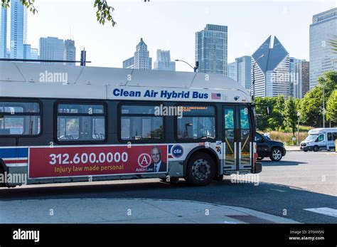 Clean Air Hybrid Bus in Chicago city operated for CTA Chicago Transit ...