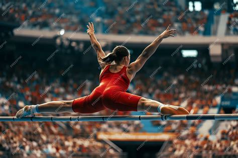 A gymnast performing a complex routine on the balance beam with an ...