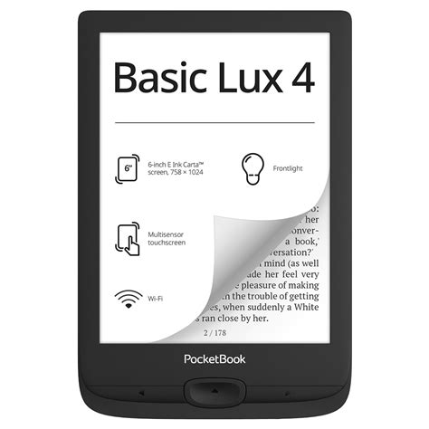 e-Reader PocketBook Basic Lux 4 - Ink Black, 6" E-ink Carta ...