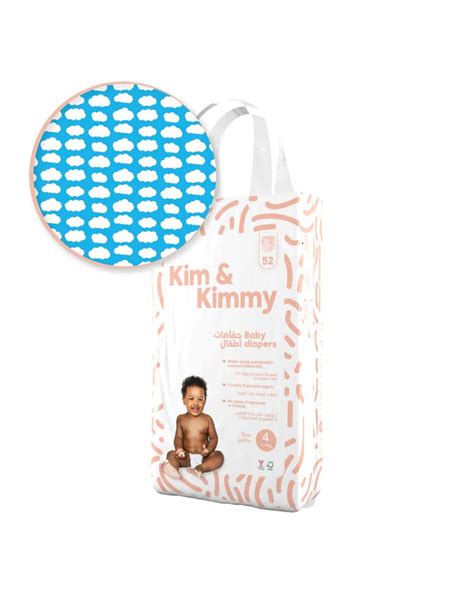 Kim & Kimmy Little Clouds Taped Diapers-Size 4 (9-14Kg)-With Wetness ...