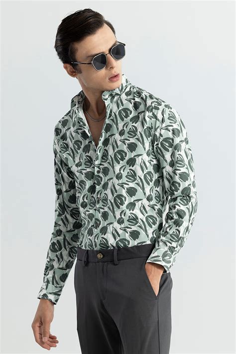 Buy Men's Fusion Leaf Green Shirt Online | SNITCH