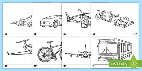 Modern Transport Colouring Sheets