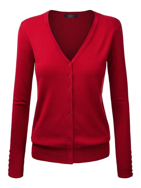 Made by Johnny Women's Keep It Classic V Neck Cardigan M RED - Walmart.com