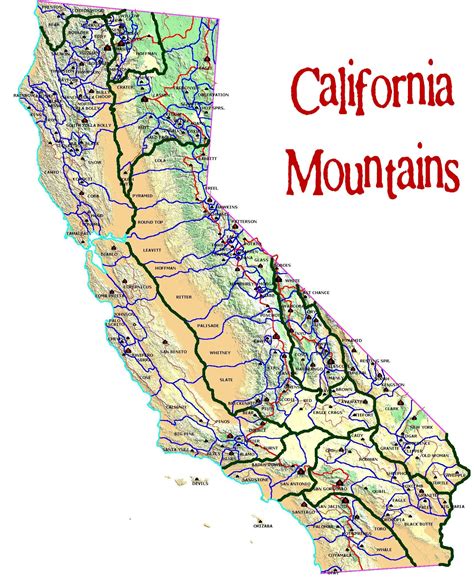 Mountain Ranges In California Map