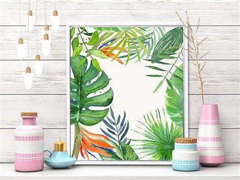 Tropical Green Framed Canvas Nature Framed Wall Art Print For Home Dec ...
