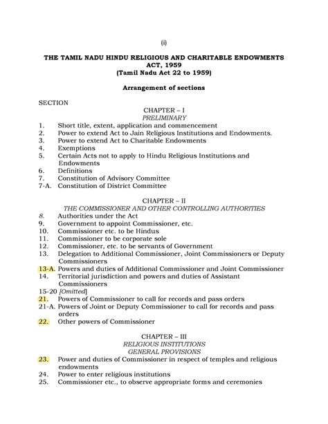 TNHR&CE ACT, 1959 - revised and updated - (i) THE TAMIL NADU HINDU ...