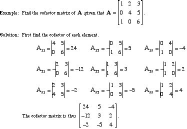 Image result for Cofactor Matrix