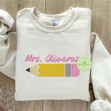 Personalized Custom Teacher Name Embroidered Sweatshirt | Embroidered ...