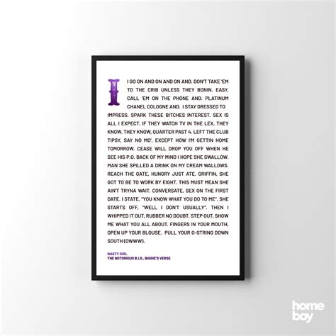 The Notorious B.I.G. Nasty Girl Lyrics Poster Rap Lyrics Wall Art ...