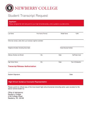 Student Transcript Request Form - Blank Fillable Template | Fill Out ...