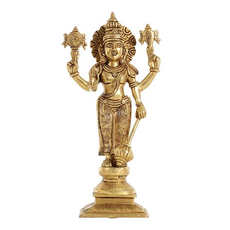 Buy Exquisite 10 Inch Brass Lord Vishnu Statue - Budhshiv.com